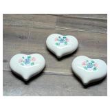 Lot of 3 Hand Painted Ceramic Hearts