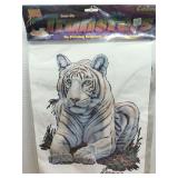 Vintage NOS White Tiger Iron On Transfer 12x18