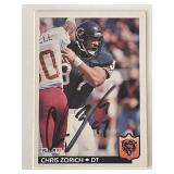 Chicago Bears Chris Zorich 1992 Fleer #52 signed t