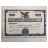 Steppenwolf Productions Inc. Blank Stock Certifica