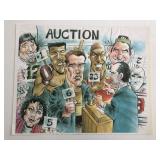 Richard Nixon Celebrity Auction Caricature Print