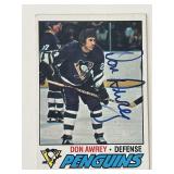 Pittsburgh Penguins Don Awrey 1977 Topps #137 sign