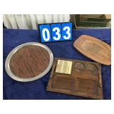 3 wooden serving trays