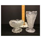 Cut Glass Vase and Bowl