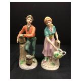 Bisque Porcelain Man & Woman Figurines