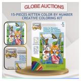 15-PC KITTEN COLOR BY NUMBER CREATIVE COLORING KIT