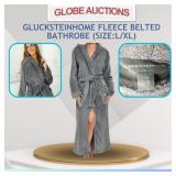 GLUCKSTEINHOME FLEECE BELTED BATHROBE (SIZE:L/XL)