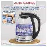 HAMILTON BEACH (1500-W) 1-L GLASS ELECTRIC KETTLE