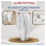 RELAXED FIT LINEN TROUSERS (SIZE:XL)