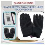 BLACK BROWN 1826 FLEECE LINED TOUCH GLOVES