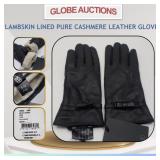 LAMBSKIN LINED CASHMERE LEATHER GLOVES (MSP:$120)