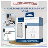 4-PORT POWERED USB HUB WITH 5-FT CABLE