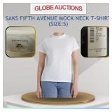 SAKS FIFTH AVENUE MOCK NECK T-SHIRT (SIZE:S)