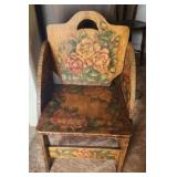 Antique wooden Pyrography chair