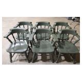 Set of 6 green painted chairs