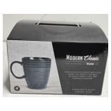 Set of 4 Modern Classic Demi Matte Black Mugs
