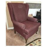 Maroon Upholstered Decorative Wingback Chair