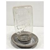 Vintage Glass Mason Jar with Metal Feeder