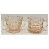 Lot of 2 Pink Depression Glass Cream & Suga