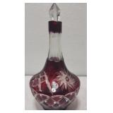 Cranberry colored crystal decantur