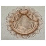 Pink Depression Glass Divided Platter