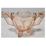 Pink depression glass footed sugar dish