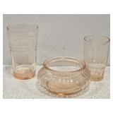 Lot of 3 Pink Depression Glass Pieces