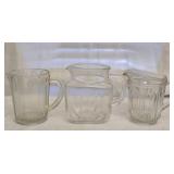 Lot of 3 Vintage Glass Pitchers