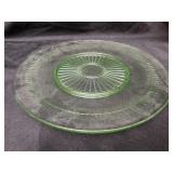 Green glass serving plate