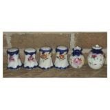 3 Pair of Hand painted China Salt & Pepper Shakers