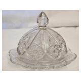 Vintage Clear Glass Butter Dish with Lid