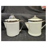 Pair of Vintage Enamel Kettles