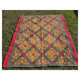 Large Vintage Handmade Quilt Blanket