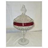 Diamond Pattern Glass Candy Dish with Lid