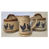 Lot of 3 vintage blue and white rooster decor