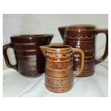 Lot of 3 pottery pitchers