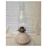 White glass base oil lamp