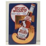 Metal embossed Pepsi cola sign