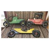 3 metal car decor pieces