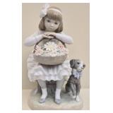 Lladro Porcelain Girl With Dog AS IS