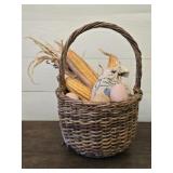 Basket of Misc Faux Corn Eggs & More