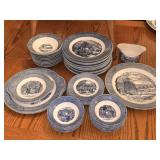 Large Lot Of Vintage Blue & White Dishes