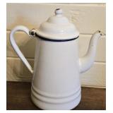 White Enamelware Tea Pot