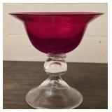 Red & Clear Glass Dish