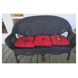 Black wicker sofa bench