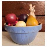 Vintage Stoneware Bowl & Faux Fruit