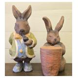 Pair of Paper Mache Style Decorative Rabbits