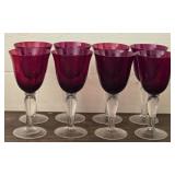 Set of 8 Cranberry Stemmed Glasses