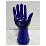 Cobalt blue glass hand bust Jewelry Holder