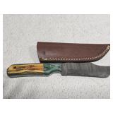 Handmade Damascus steel knife with sheath